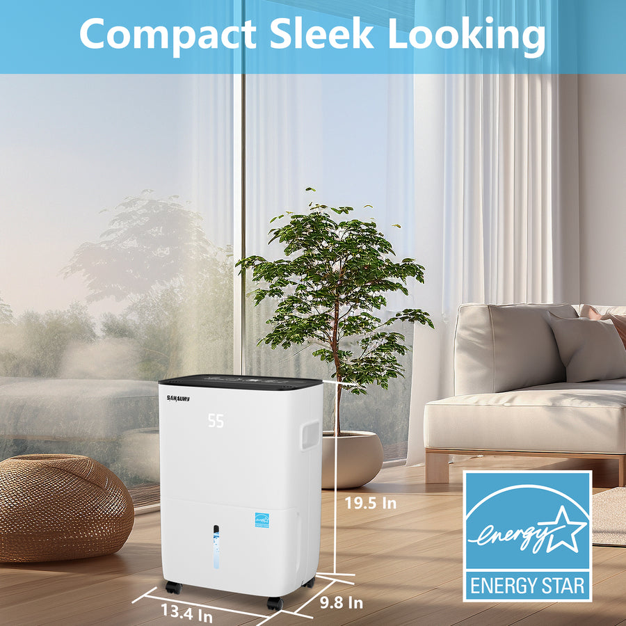 SAHAUHY 120 Pints Dehumidifier for Home Bedroom Garage Basement Stockroom and Large Room Spaces up to 6,200 Sq. Ft with Drain Hose and Water Tank