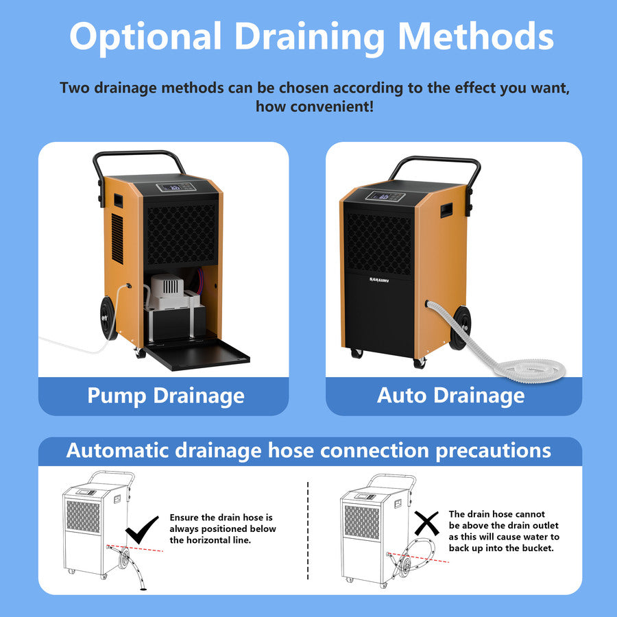 SAHAUHY 168 Pints Commercial Dehumidifier with Pump and Drain Hose for Basements Crawlspace Home and Large Spaces up to 7,200 Sq Ft,5 Years Warranty
