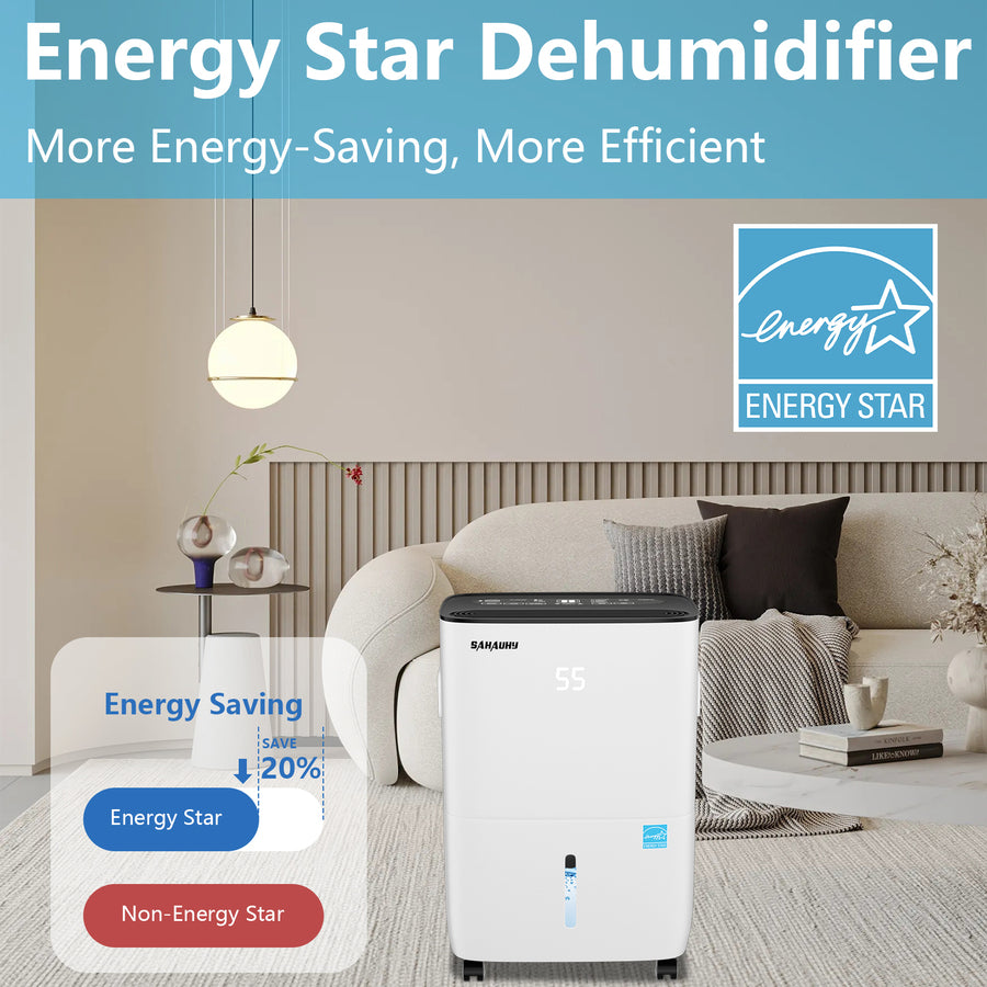 SAHAUHY 120 Pints Dehumidifier for Home Bedroom Garage Basement Stockroom and Large Room Spaces up to 6,200 Sq. Ft with Drain Hose and Water Tank