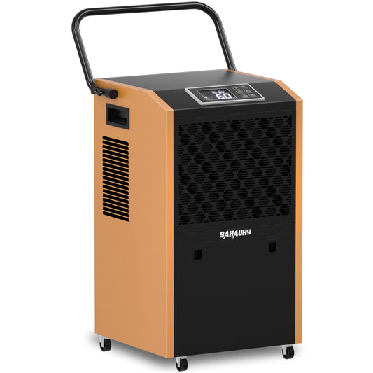 SAHAUHY 158 Pints Commercial Dehumidifier for Basement,Warehouses and Large Spaces up to 6,800 Sq Ft with Drain Hose and Water Tank,5 Years Warranty(Yellow)