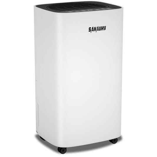 SAHAUHY 2000 square foot basement dehumidifier, portable dehumidifier suitable for home garage bedrooms with drainage hose, 0.52 gallon water tank and wheels