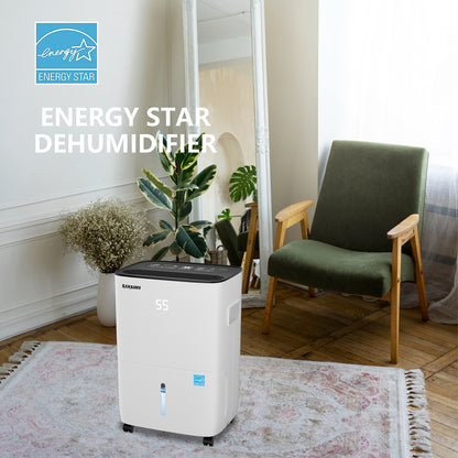 SAHAUHY 80 Pints Dehumidifier for Home Bedroom Garage Basement Stockroom and Large Room Spaces up to 5,200 Sq. Ft with Drain Hose and Water Tank